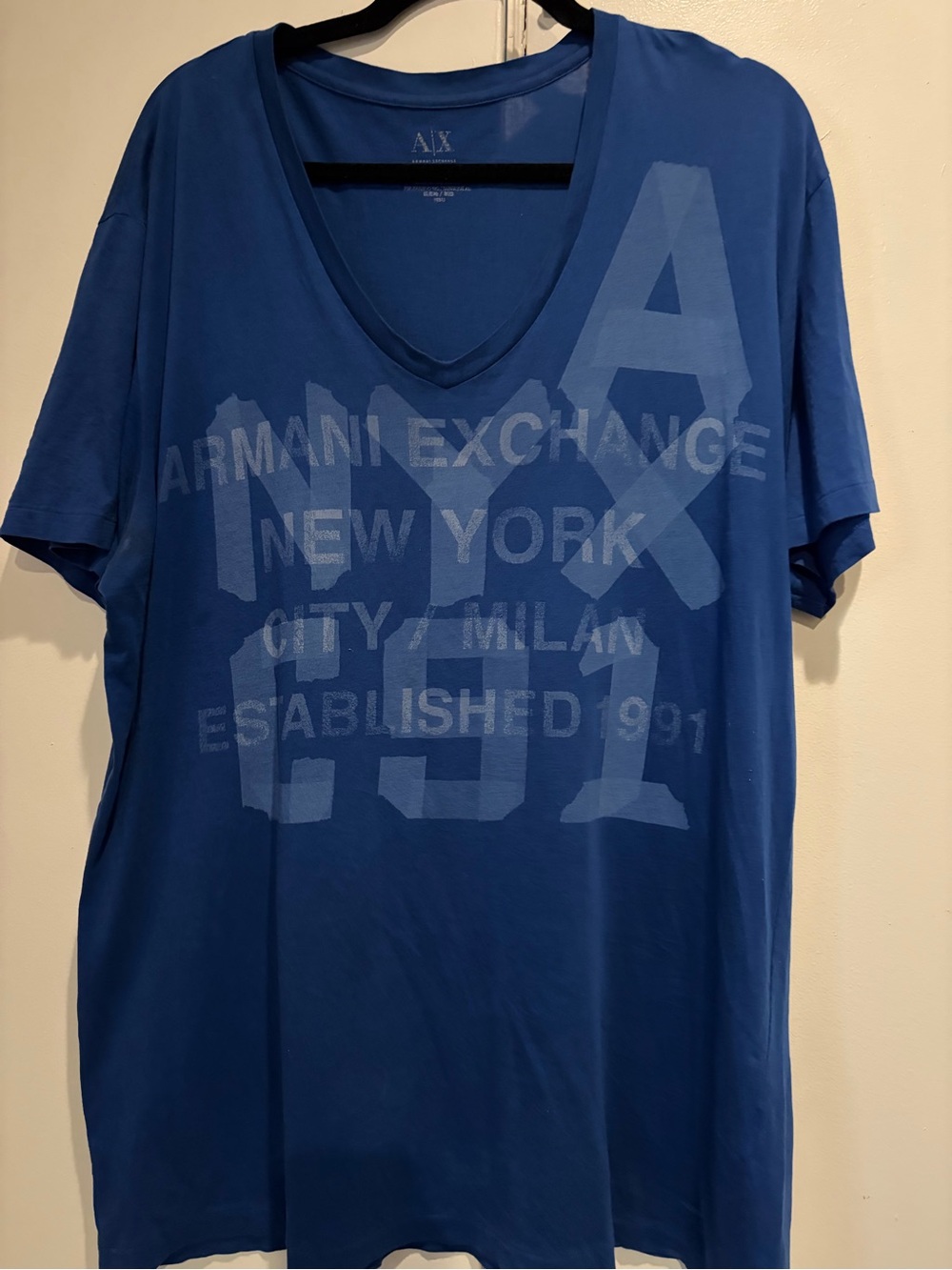 Armani Exchange A|X Blue Graphic V-Neck T-Shirt Men's XXL